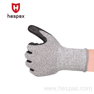 Hespax Labour Gloves Durable Nitrile Coated Anti Cut